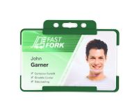 Dark Green Single-Sided Open Faced ID Card Holders - Landscape (Pack of 100) 